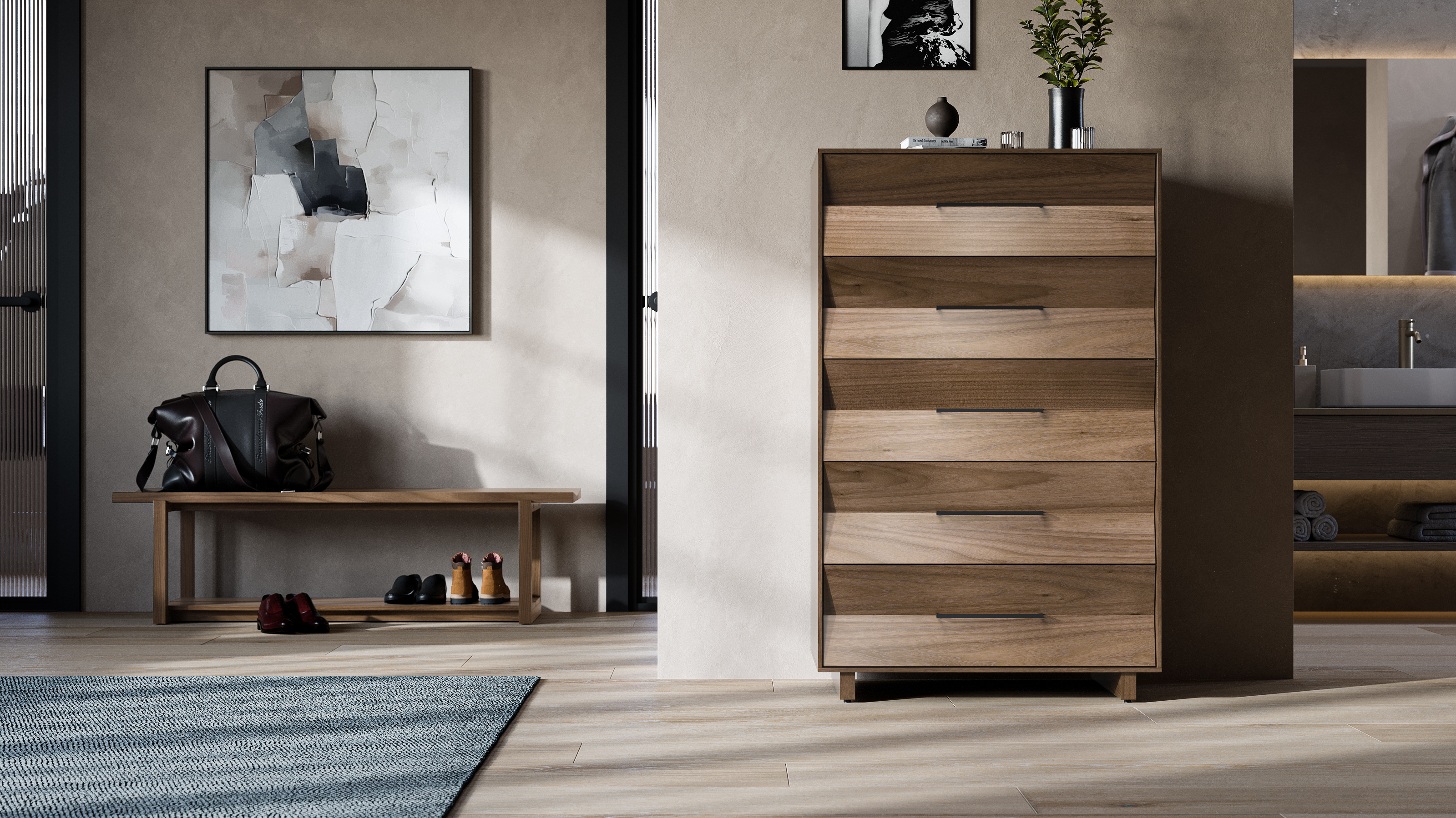 天然木高級和箪笥Natural wood high-quality chest of drawers Furniture-of-America-
