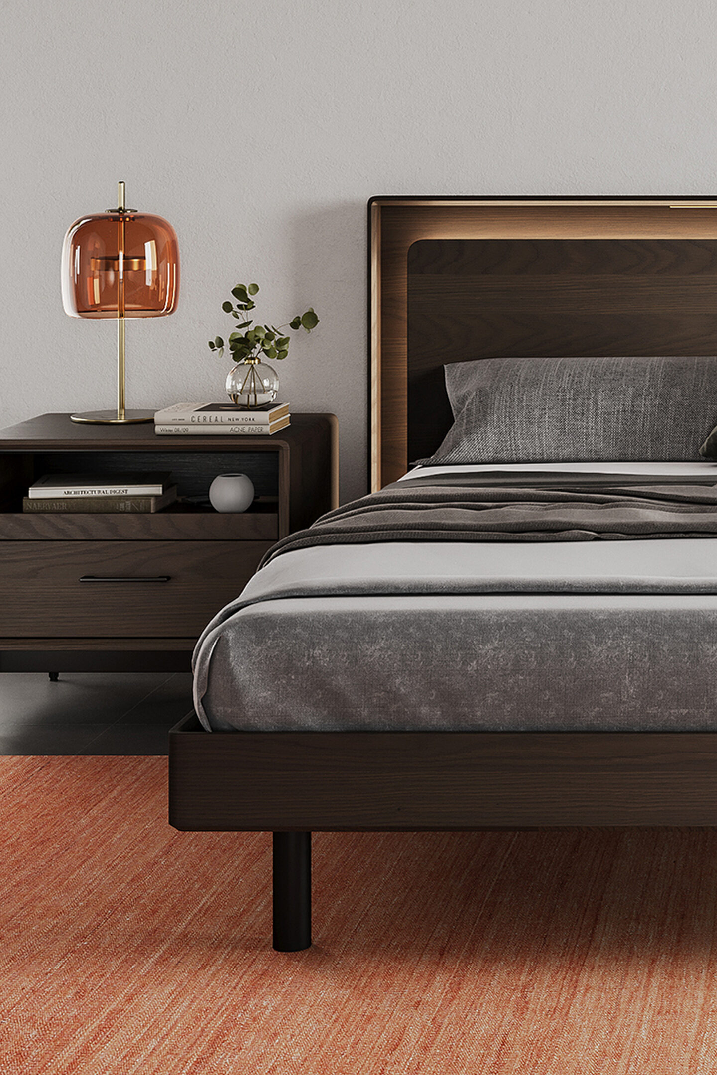 Up-LINQ 9117 Modern Queen Bed With Charging Stations | BDI Furniture