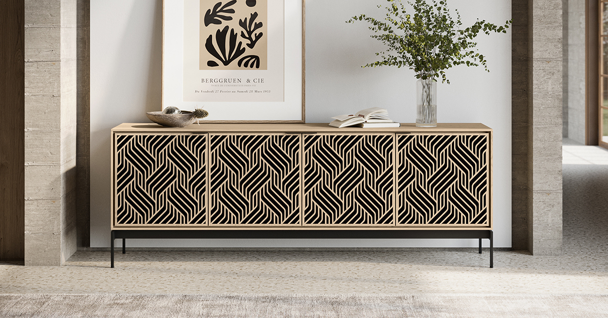Elements Weave 8709 Media Console and Storage Cabinet | BDI Furniture