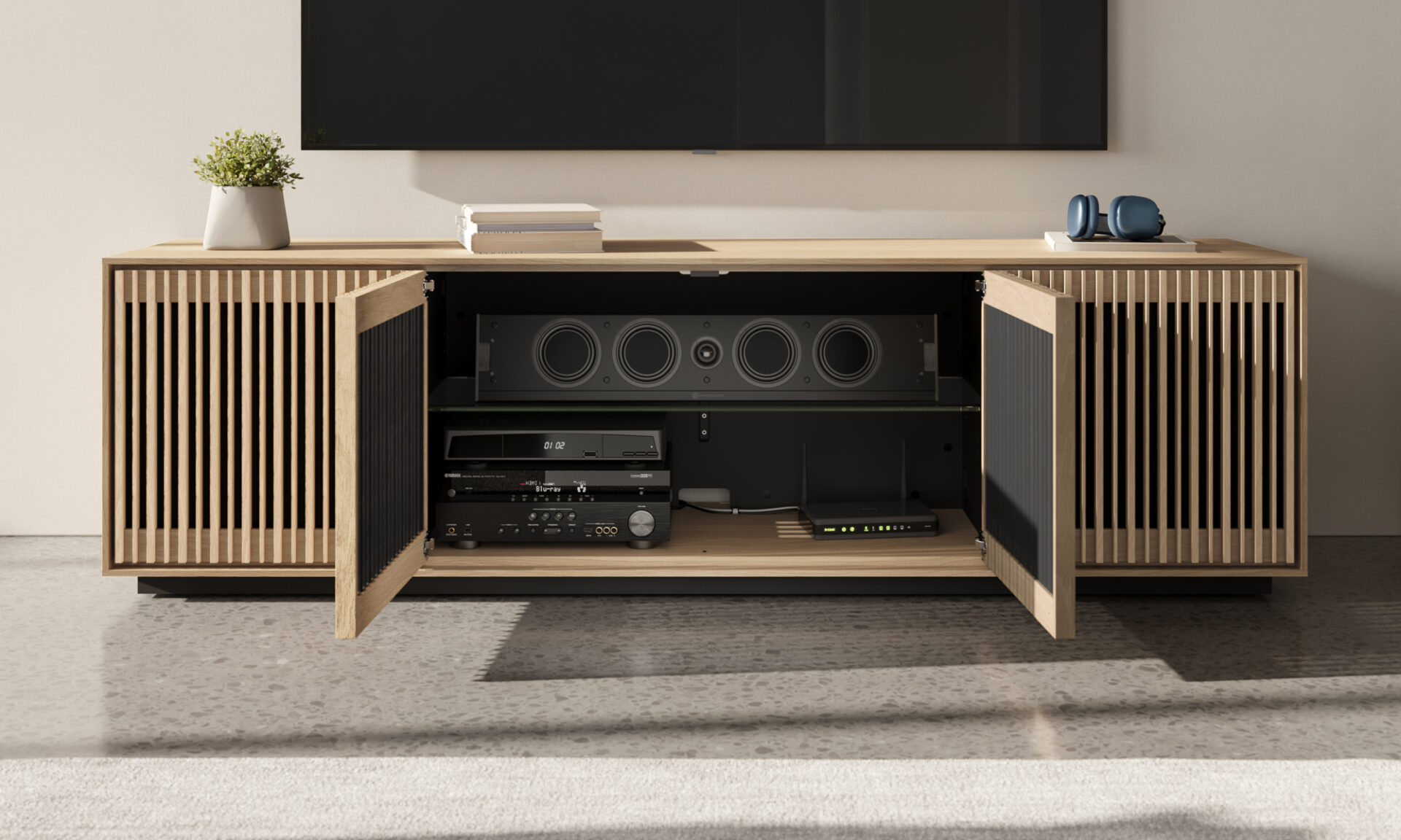 Designer Storage Console Profile 8477 Modern Media + Storage Console | BDI Furniture