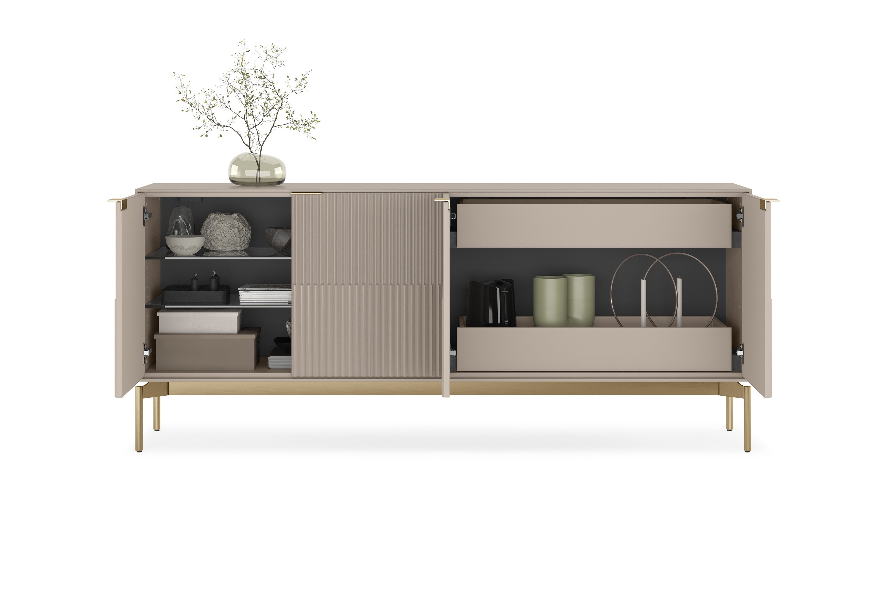 ネイタルデザイン x アシモクラフツ asigrille_ztable+asi Zig 7649 Modern Storage Credenza & Console | BDI Furniture