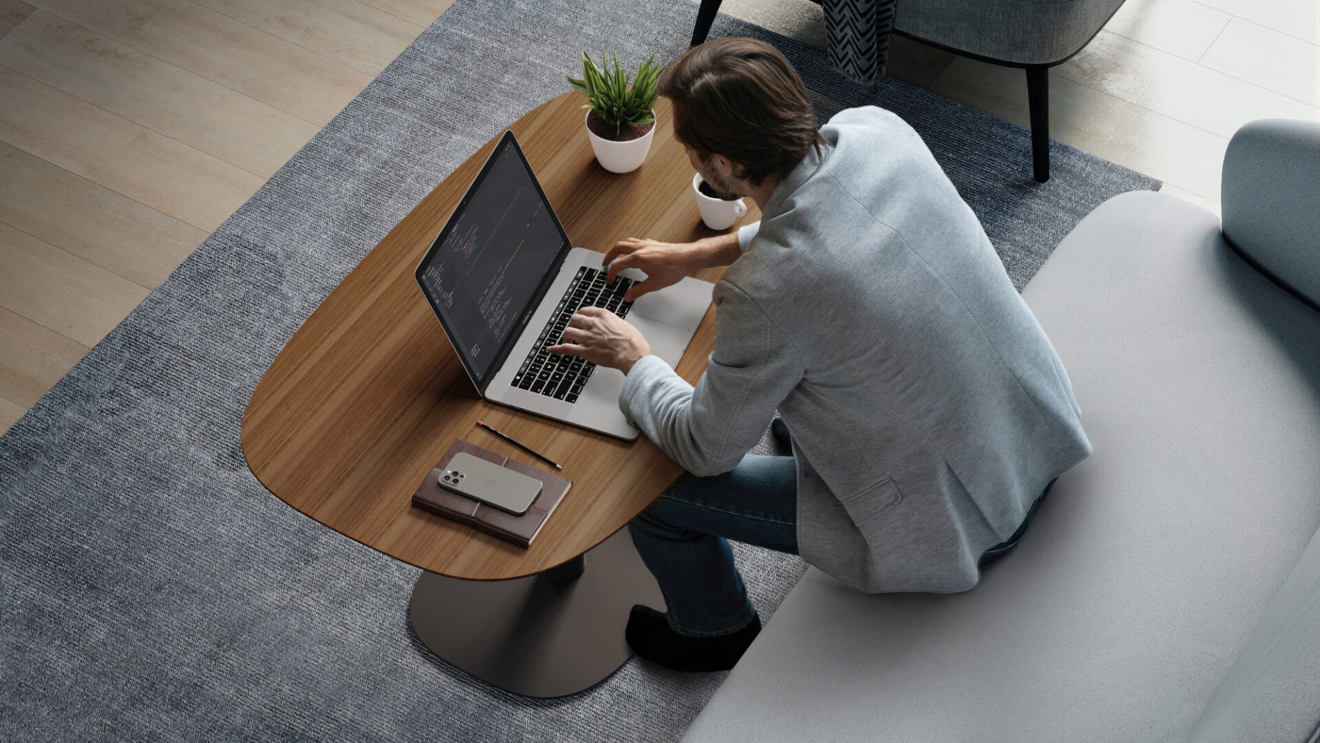 Soma 1130 Height Adjustable Modern Coffee Table BDI Furniture