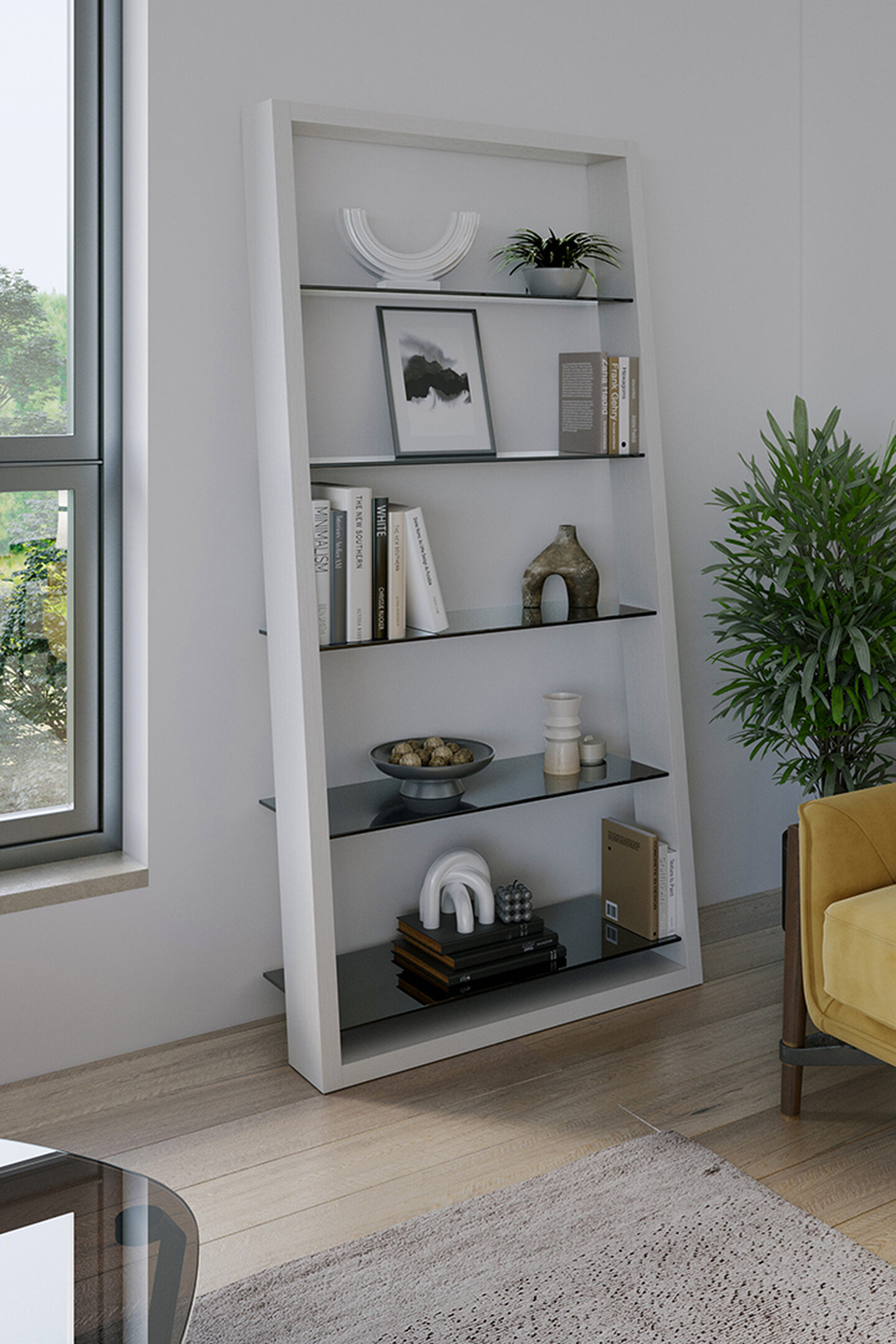 Eileen 5166 Modern Leaning Glass Shelf | BDI Furniture
