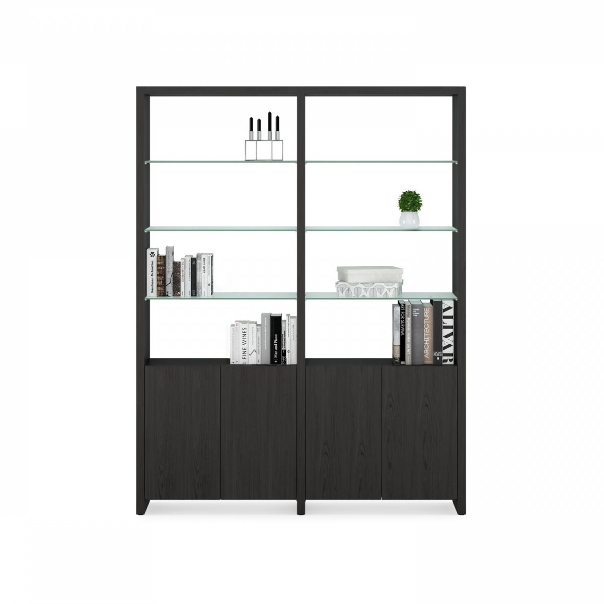 Linea Double Glass Modern Shelf Extension BDI Furniture