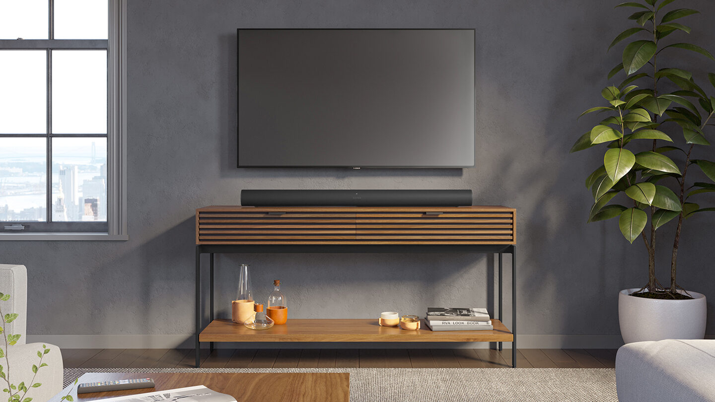 Cora console 1173 BDI natural walnut modern living room furniture slim tv stand 1440