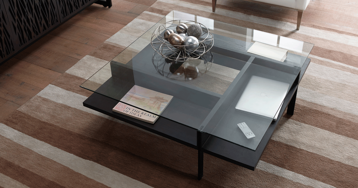Terrace 1150 Modern Square Glass Coffee Table BDI Furniture