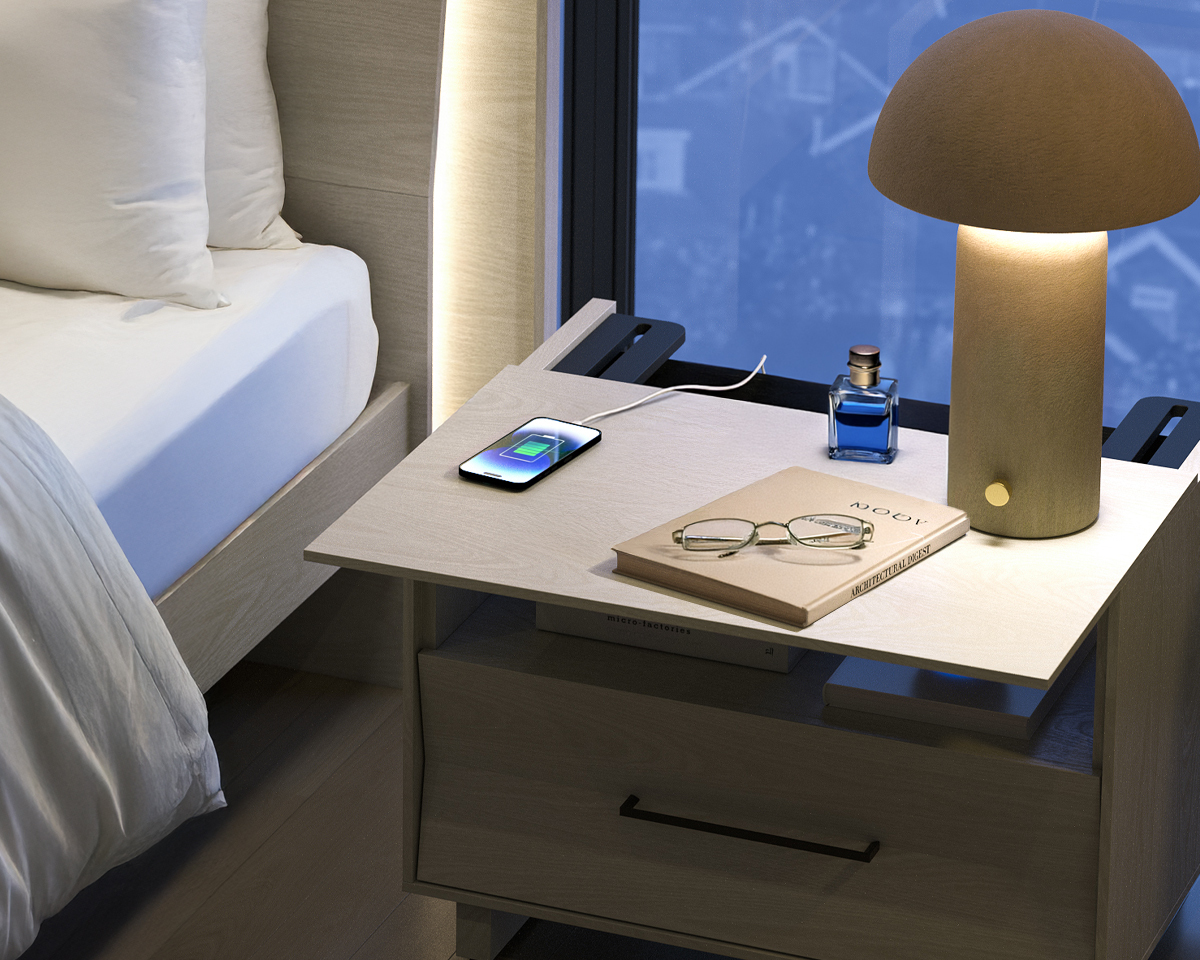 Phone charging inside nightstand power station