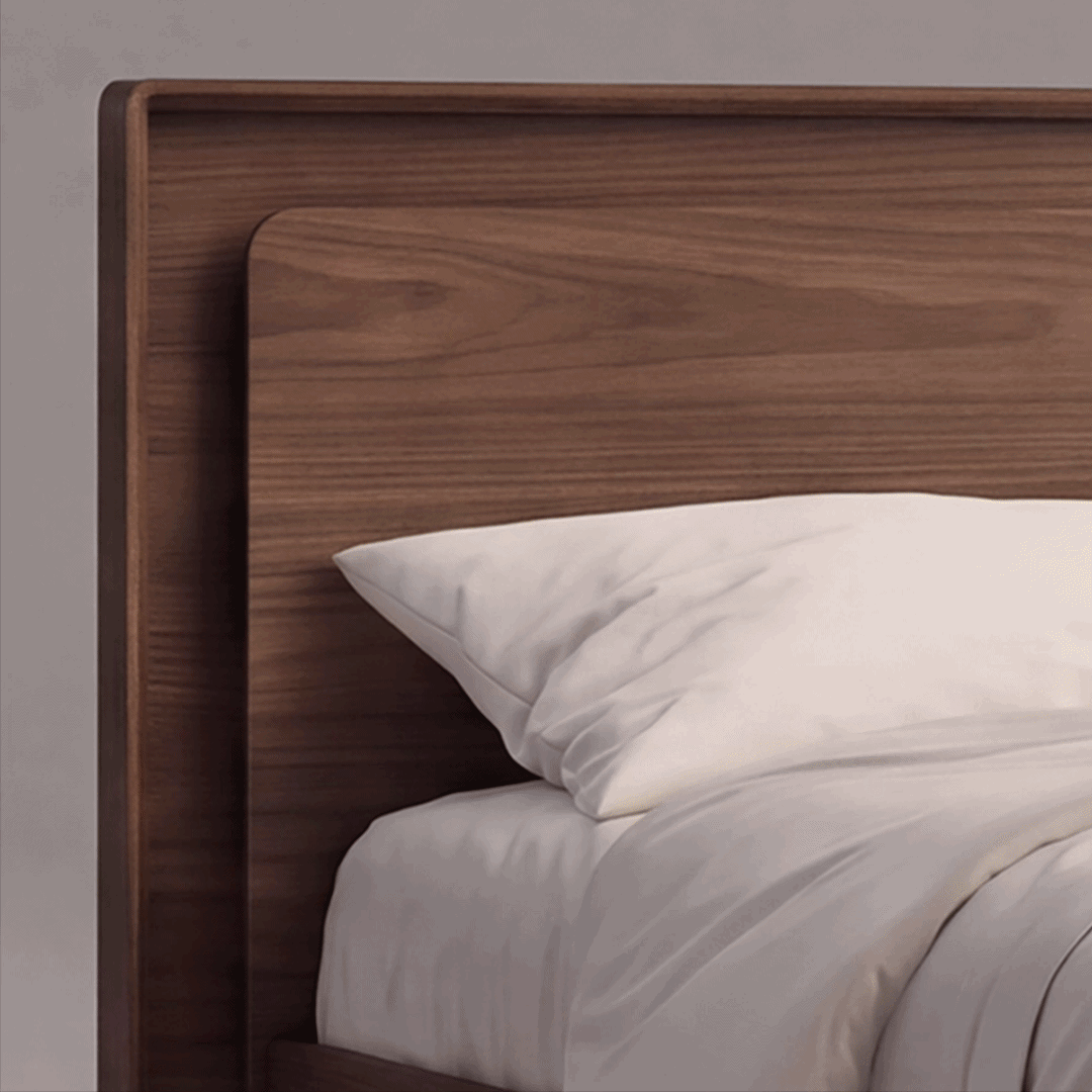integrated headboard light provides ambient glow to the bedroom