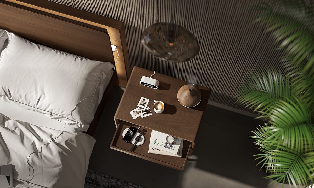 Up linq bed king 9119 BDI mocha modern bedroom 9182 lifestyle 3 slider