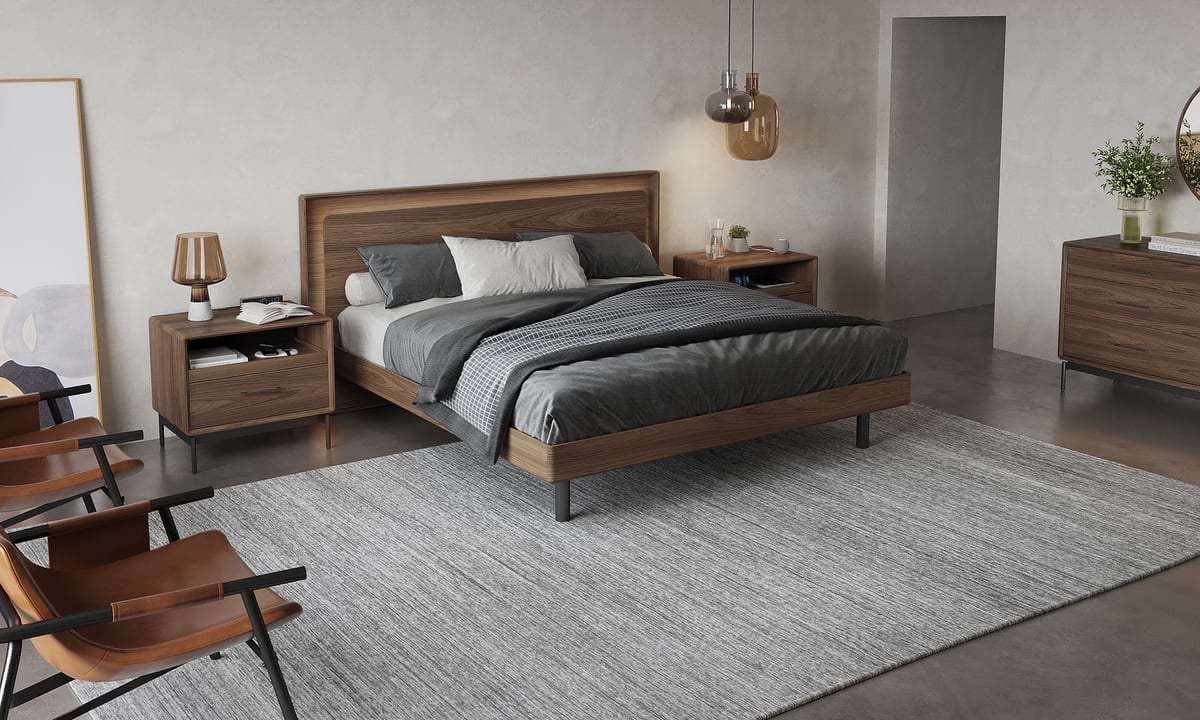 Linq Modern Bedroom Collection Walnut BDI Furniture CTA accent lighting 3200 1920