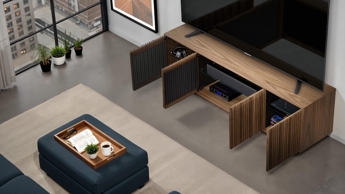 Profile 8479 BDI natural walnut mediastorage cabinet ls2