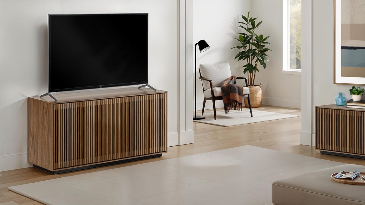 Profile 8477 BDI natural walnut mediastorage cabinet ls1
