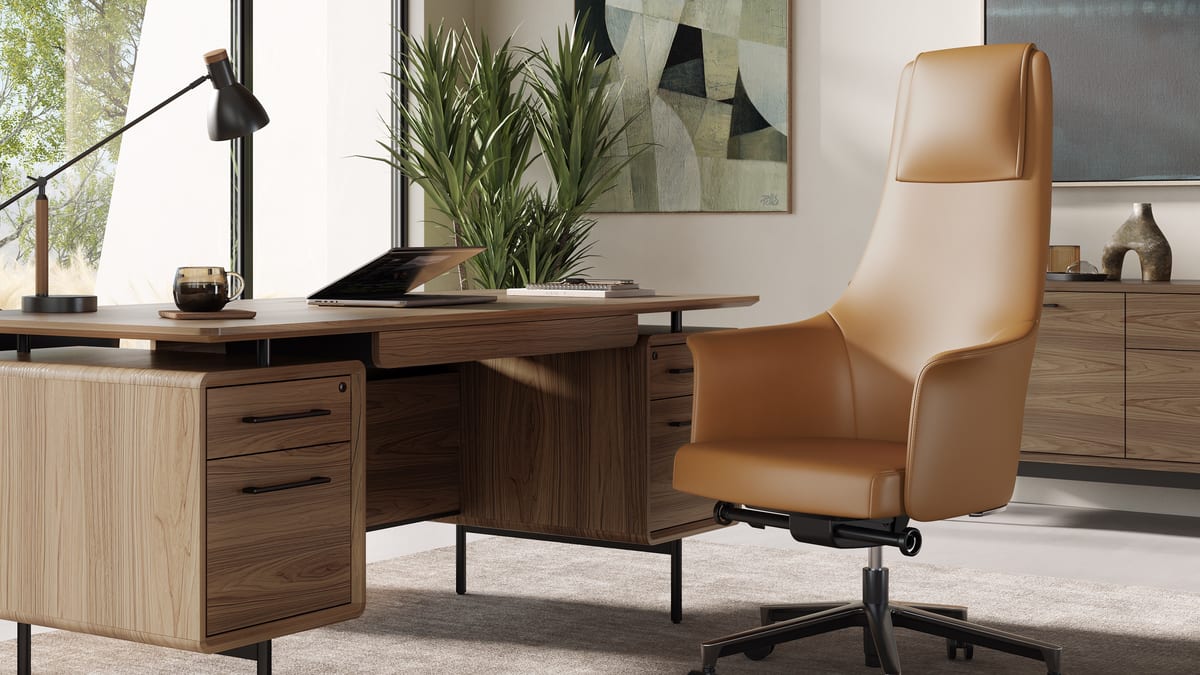 Bolo chair 3531 BDI modern leather executive chair saddle h1