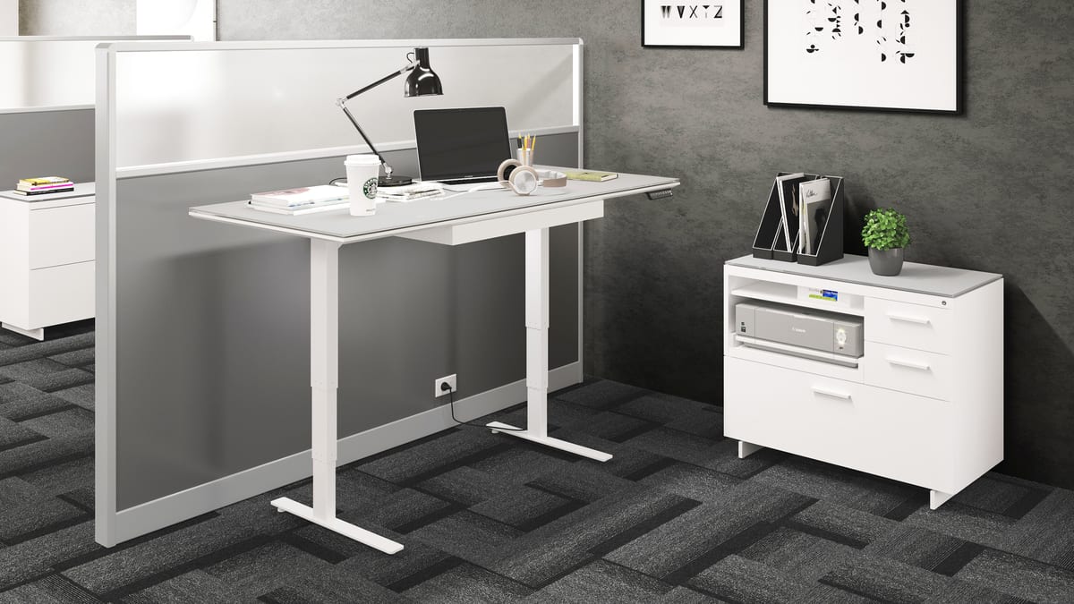 Centro office bdi white glass desk file storage home office 1