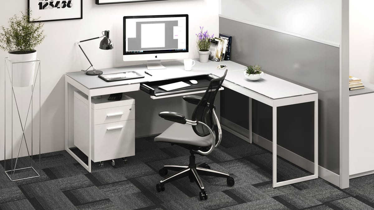 Centro office bdi white glass desk file storage home office 6