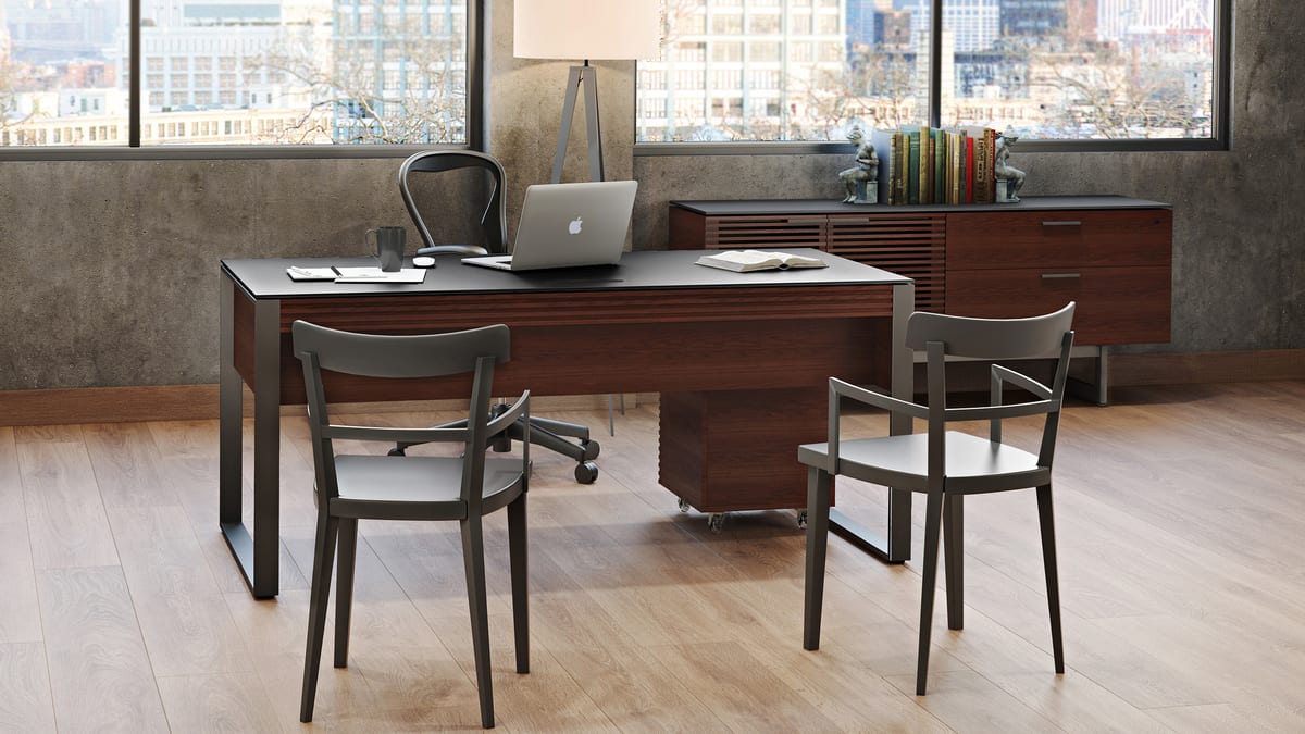 3 corridor office BDI modern office furniture wood glass top