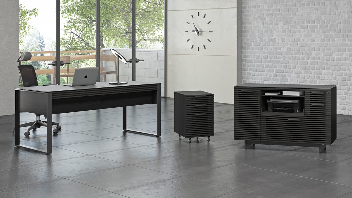 6 corridor office BDI modern office furniture wood glass top