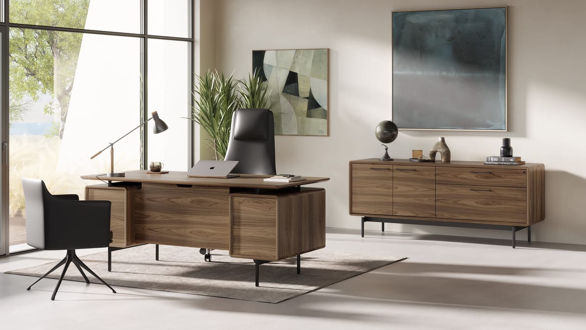 Linq office BDI mid century modern office furniture slider