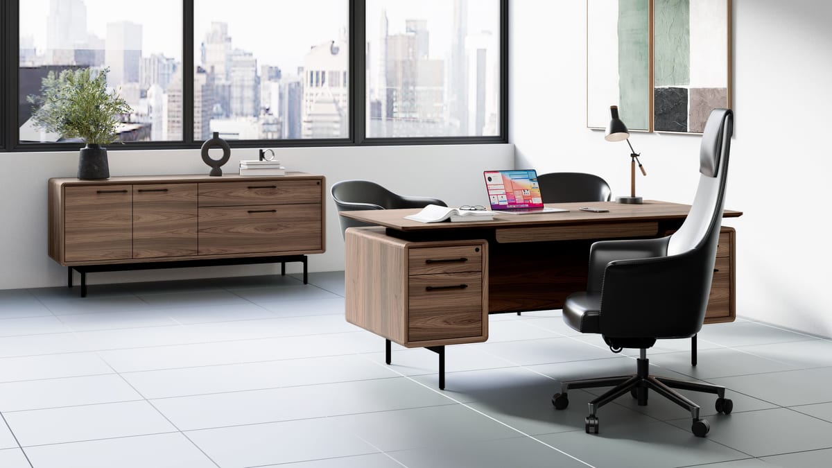 Linq office BDI midcentury modern office furniture slider