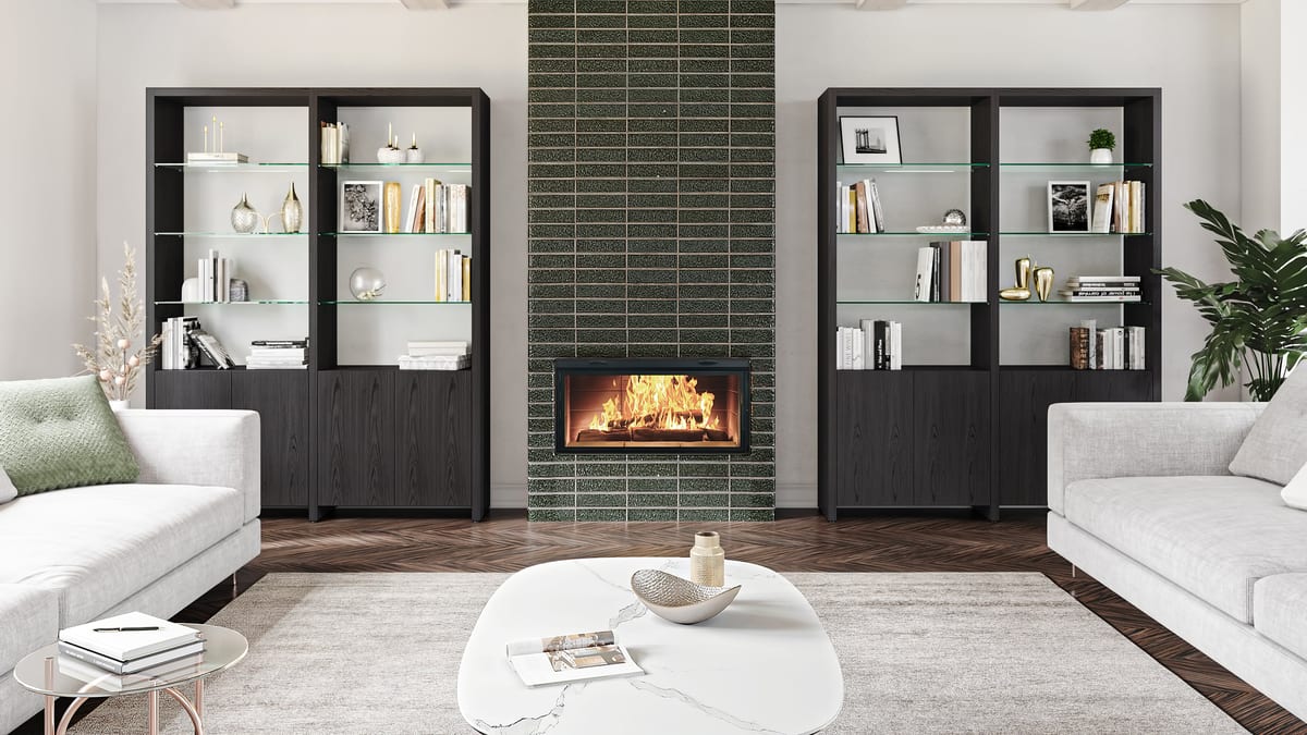 Linea modern shelf shelving system 5802 5802 A BDI charcoal fireplace slider
