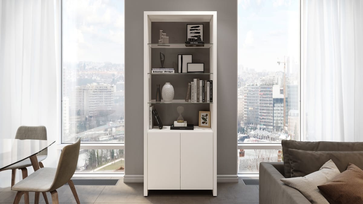 Linea modern shelf shelving system 5802 white single bookshelf slider