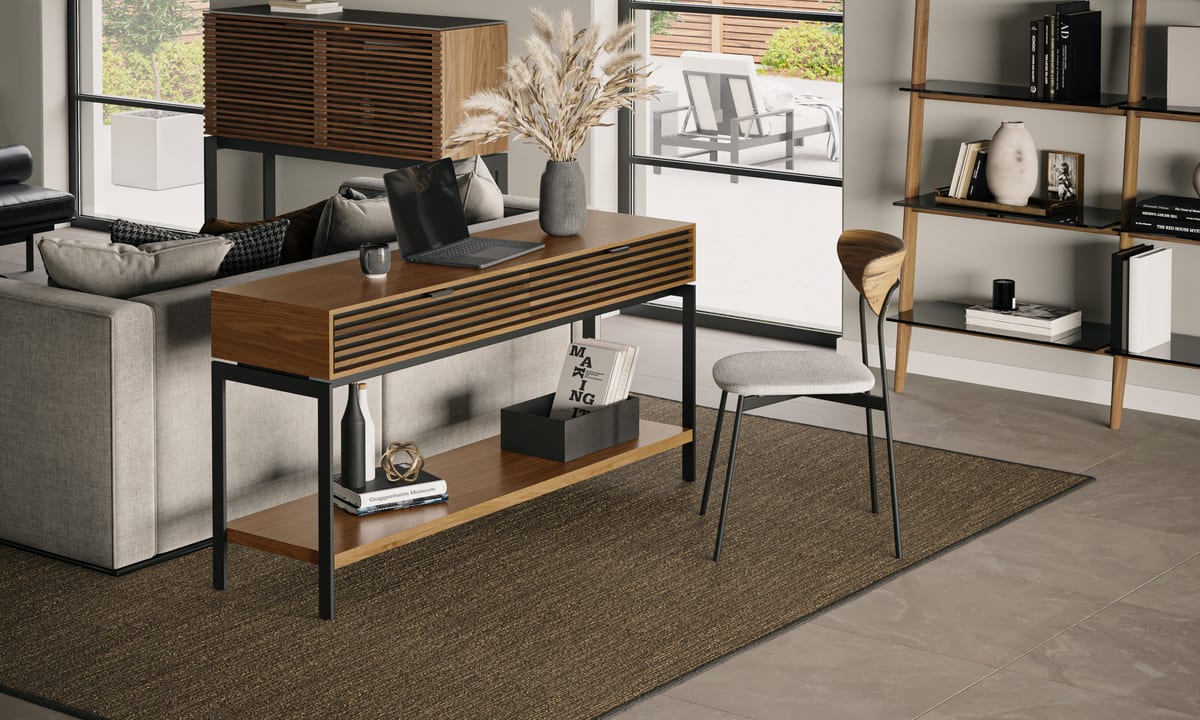 Cora console 1173 BDI natural walnut modern living room furniture laptop desk 1920