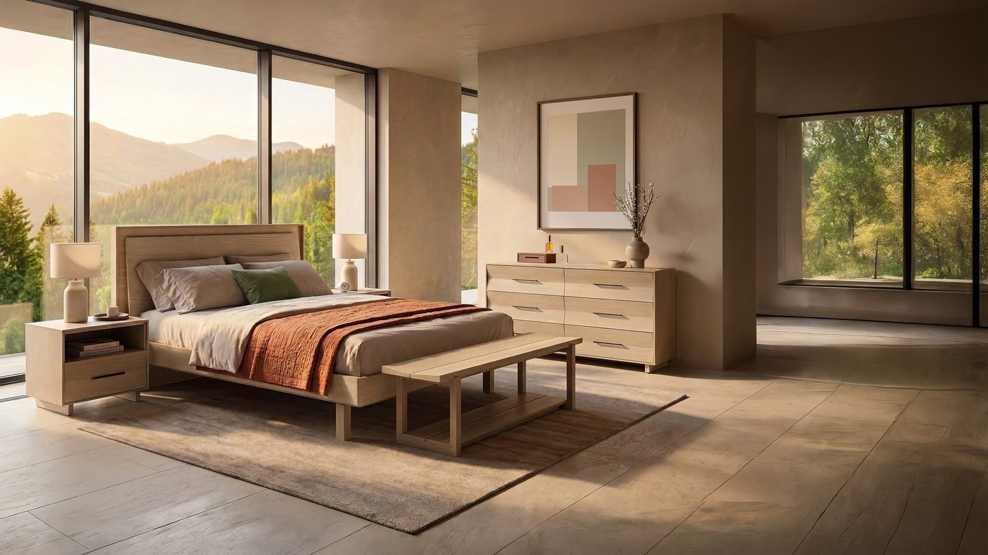 KAVA bedroom collection BDI Washed Oak 2026 wide