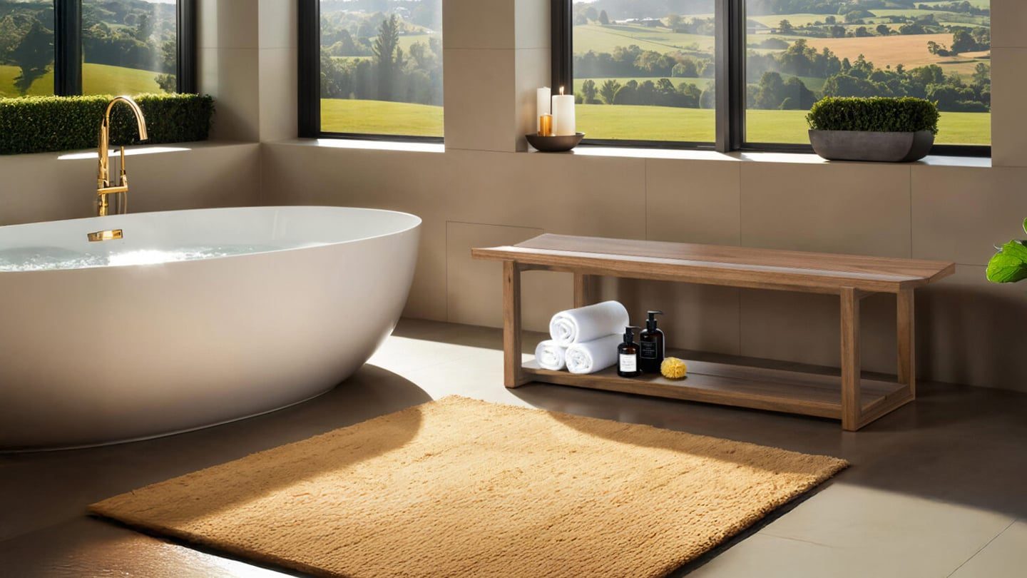 Kava 9600 modern wood bench BDI furniture walnut bathroom seating 1440 810