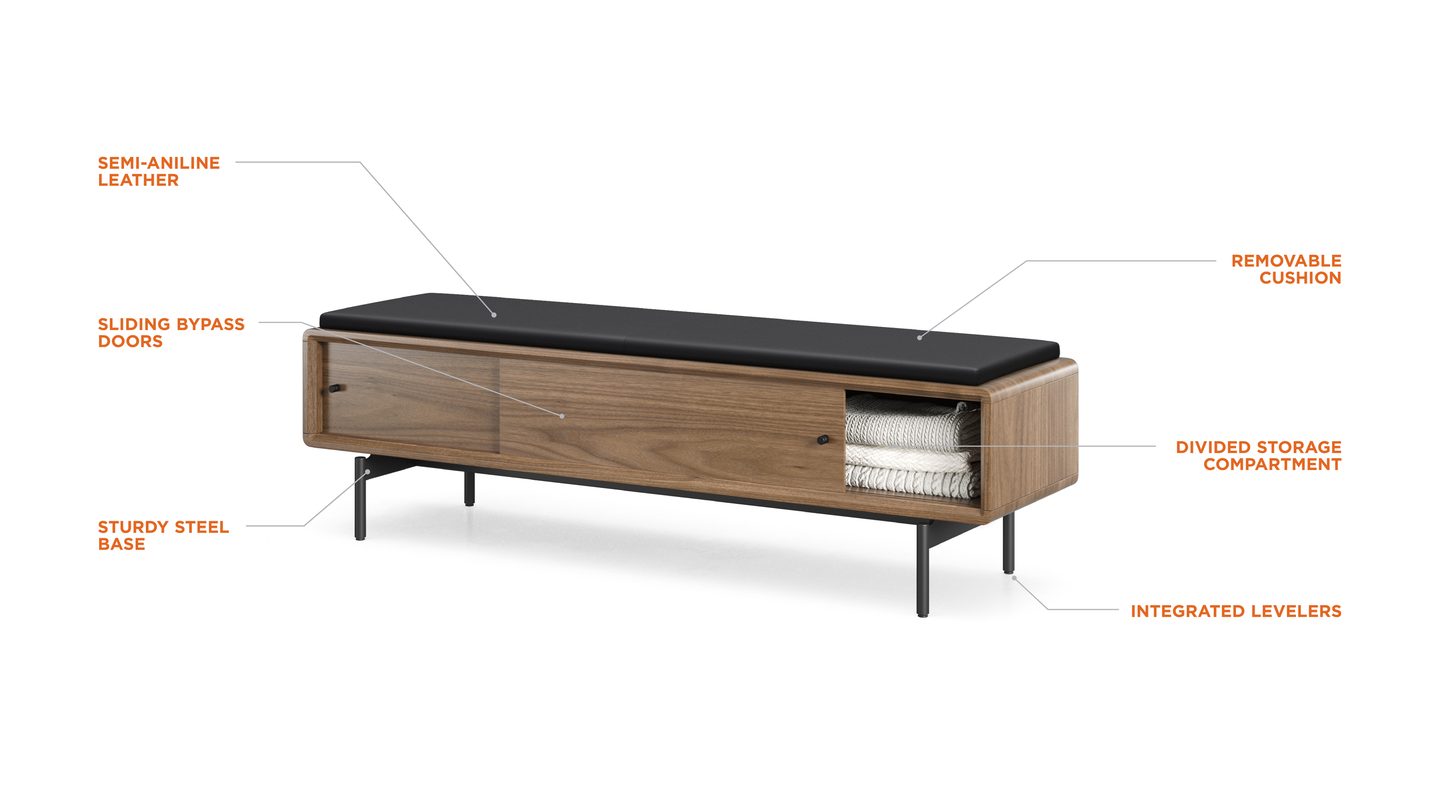 Linq 9102 WLPE modern bench bdi furniture features call out