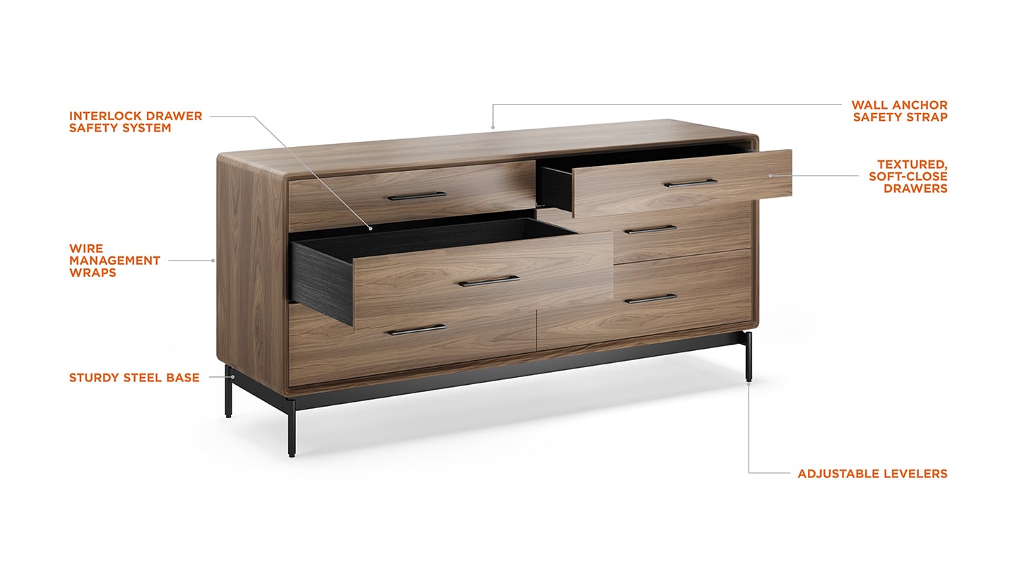 LINQ 9186 Wide 6-Drawer Modern Dresser | BDI Furniture