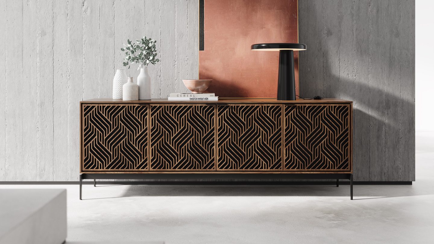 Elements weave media and storage cabinet 8709 BDI console base WL 1440 810