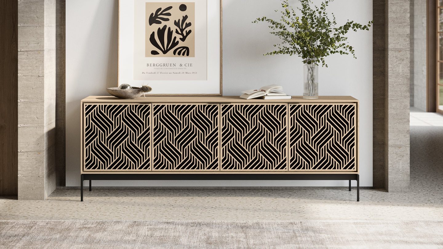 Elements 8709 weave media and storage cabinet BDI furniture console base WOK 1440