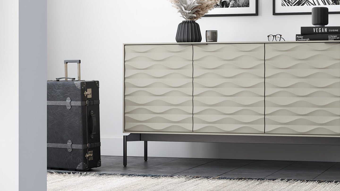 Ripple credenza 7629 BDI stone grey brushed carbon modern storage cabinet entryway 1440