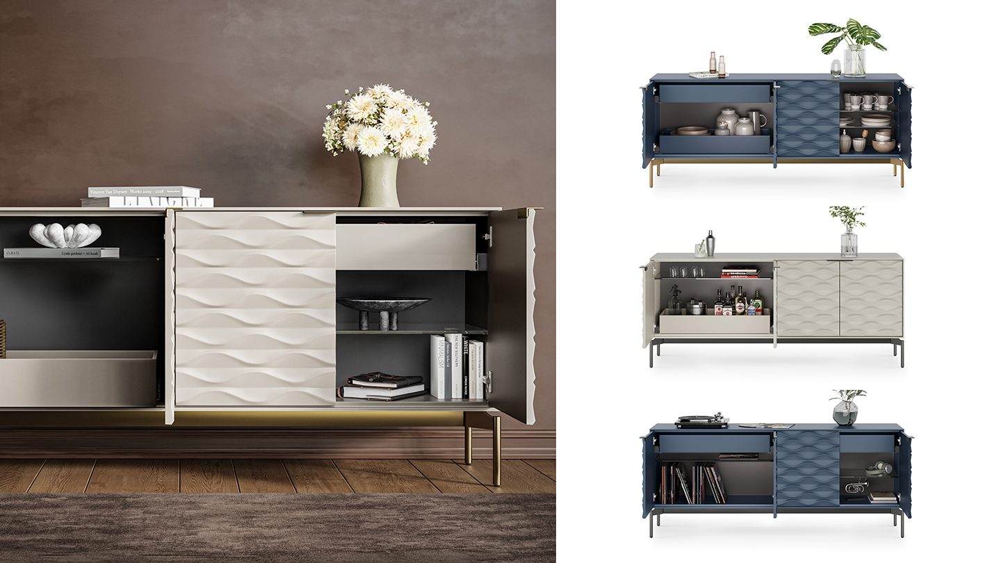 Ripple Adjustable Shelf Drawer Configurations