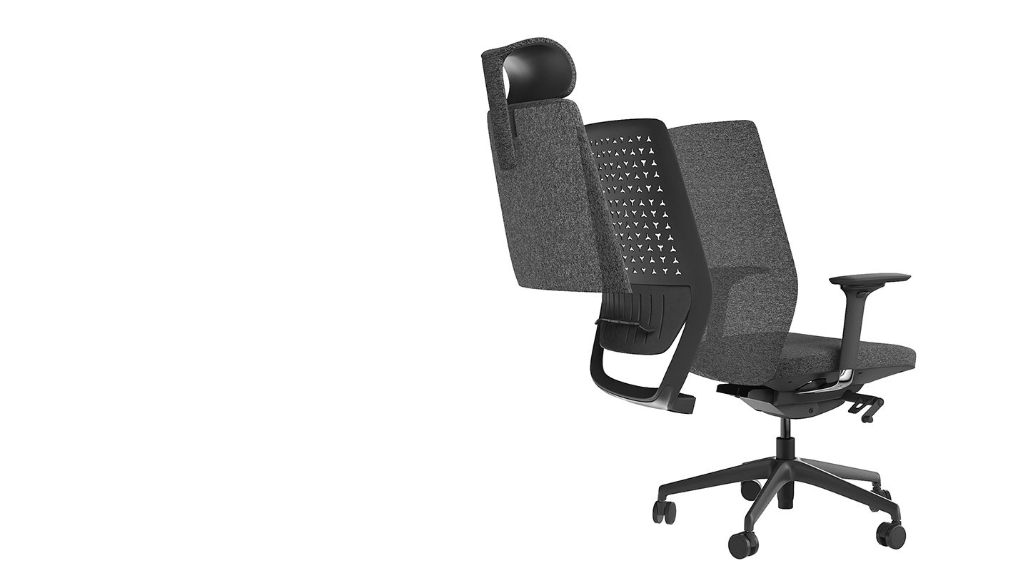 Coda 3521 modern black home office task chair bdi furniture features ventilation 1440