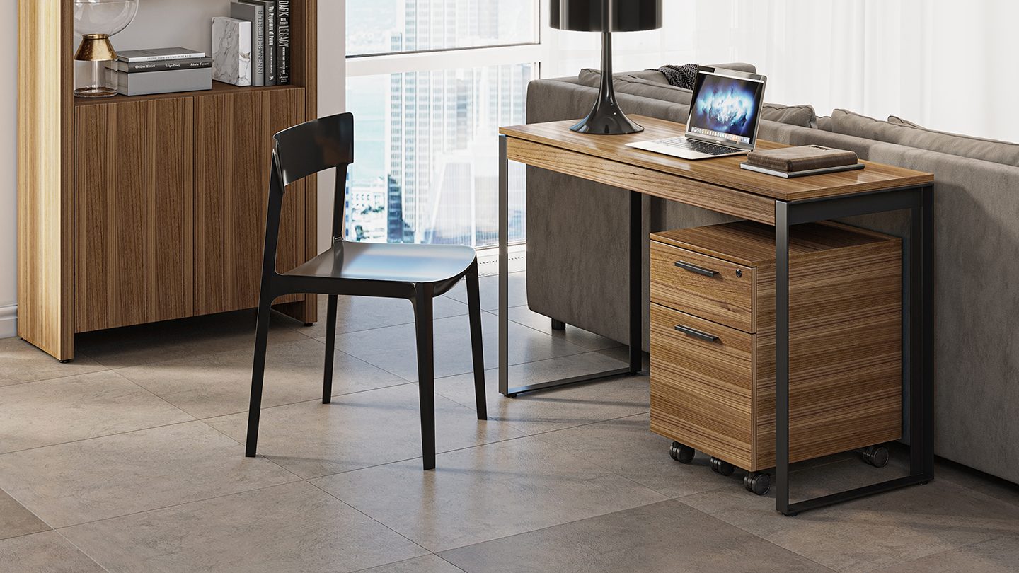 Linea Console 6222 desk mobile file 6227 BDI Modern Slim Desk Behind Sofa walnut