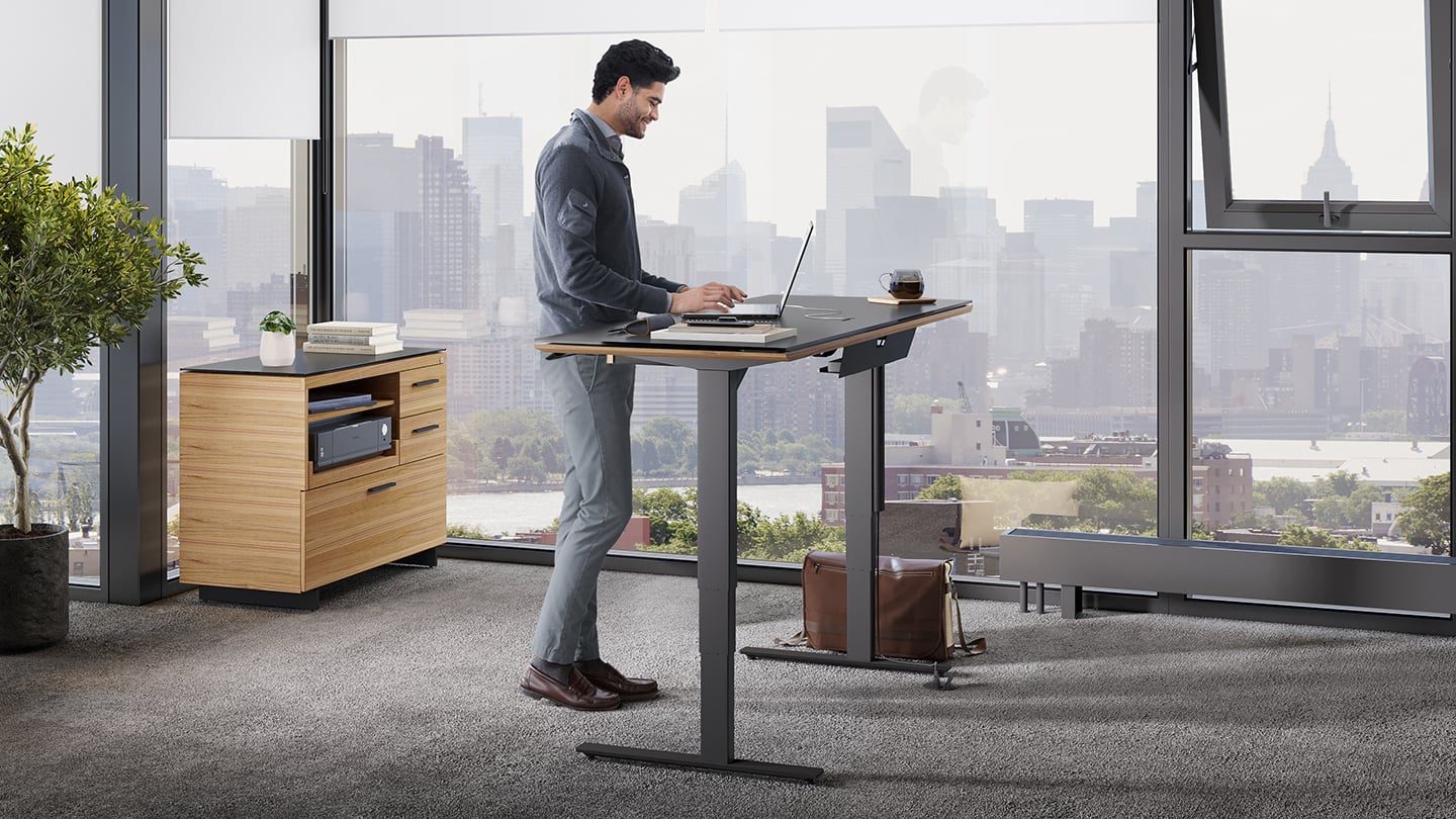Sequel lift executive standing desk 6151 BDI walnut 6117 multifunction cabinet 1440