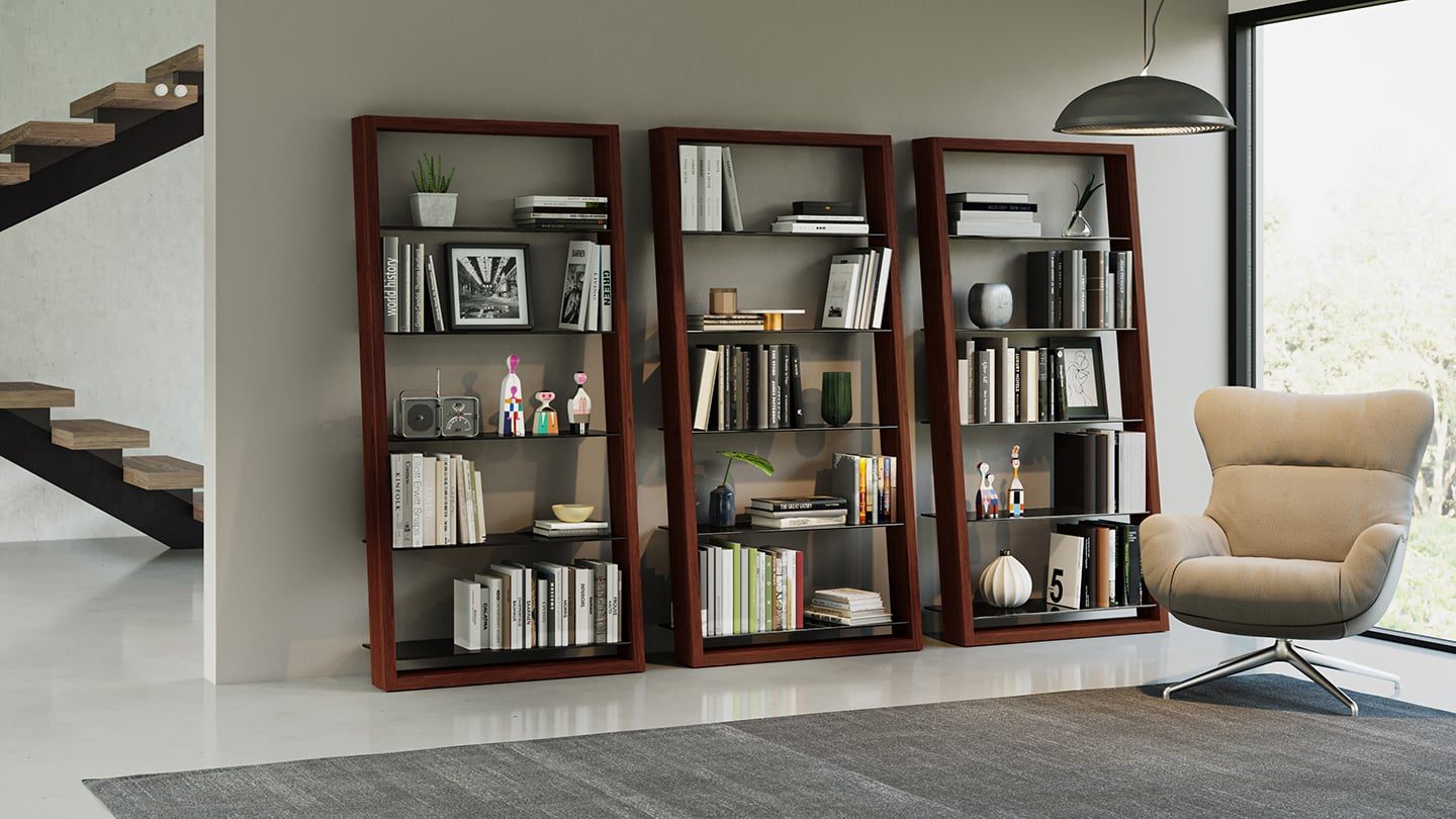 Eileen 5166 BDI Modern Leaning Shelf chocolate walnut 1440