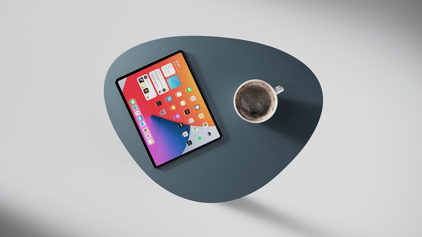 Overhead view of the mobile Bink laptop and side table by BDI Furniture.