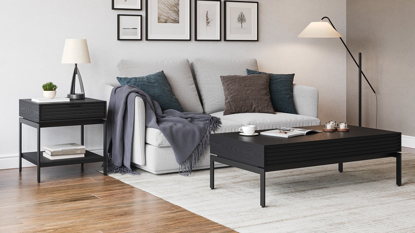 Cora coffee 1172 end 1176 BDI ebonized ash charcoal modern living room tables 1440