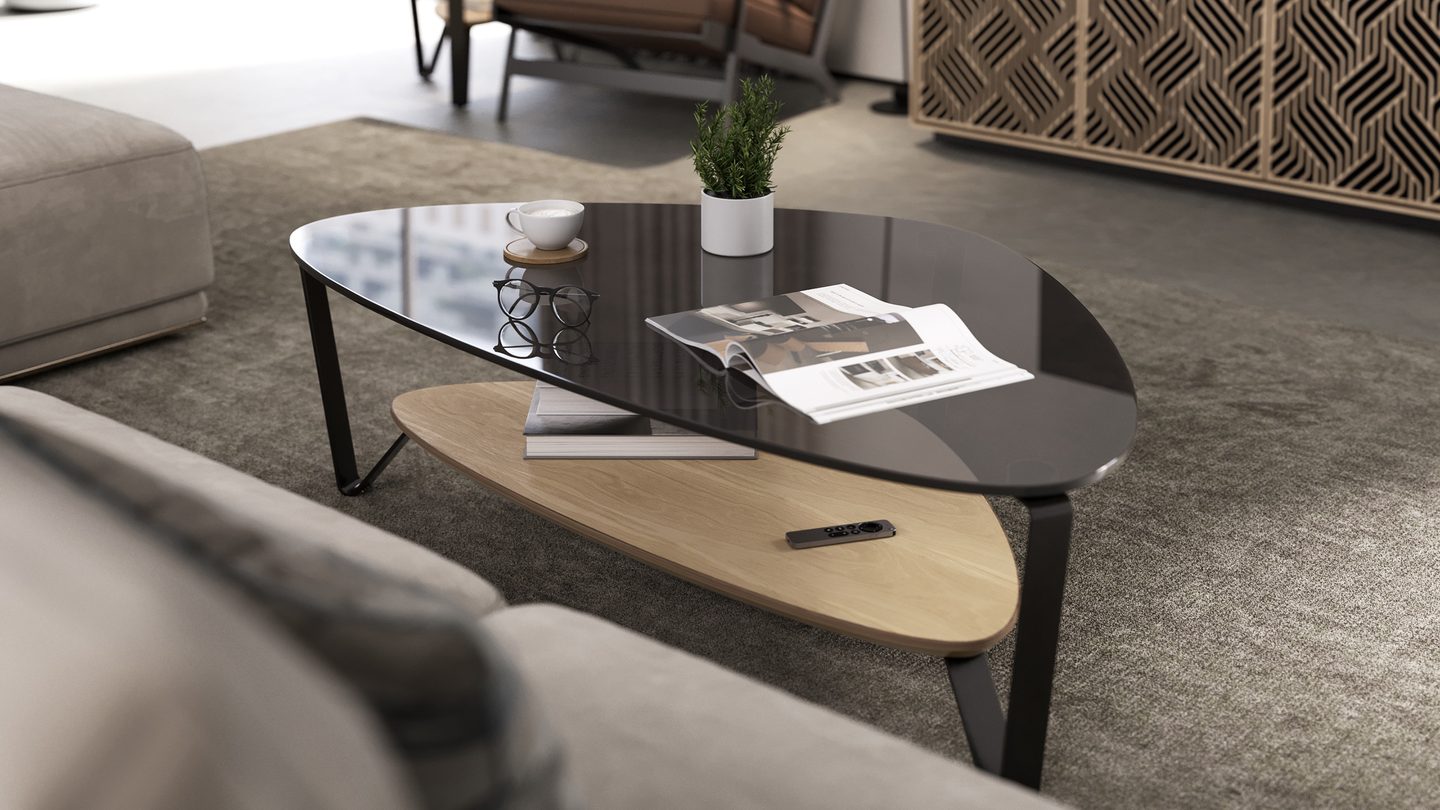 Dino modern glass coffee table 1363 washed oak 1440