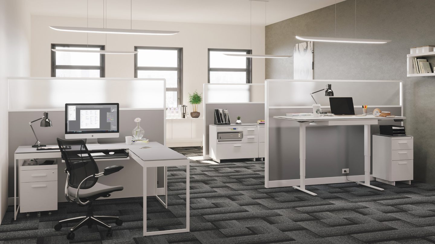 The Centro Office Collection by BDI Furniture is ideal for collaborative work spaces.