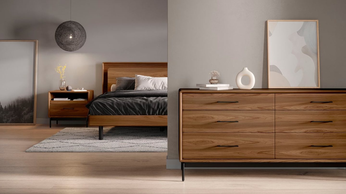 BDI Up linq 9186 modern wood bedroom 6 drawer dresser furniture walnut lifestyle 1 smaller