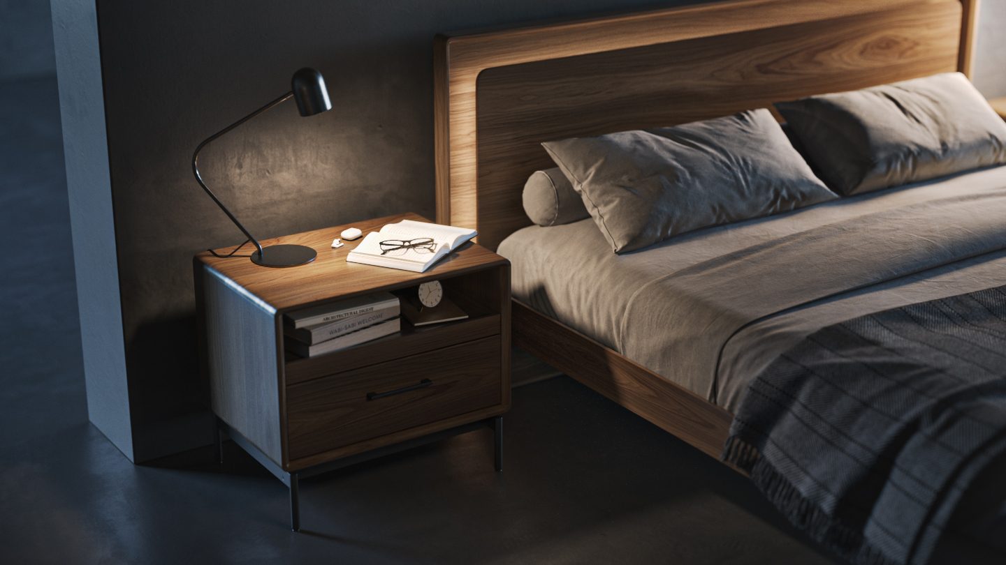 BDI up linq bedroom furniture modern walnut platform bed with lighting 00009 on