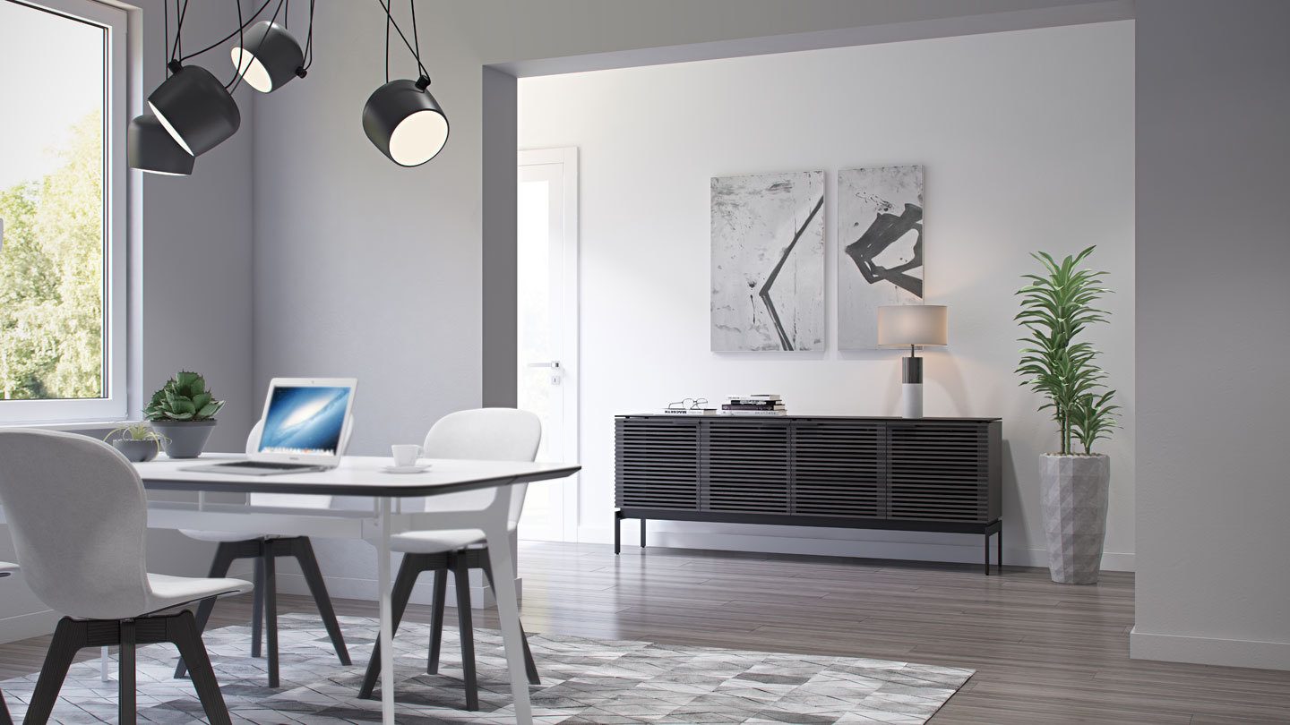 Corridor SV Slim Media Cabinet and Console in a modern home.