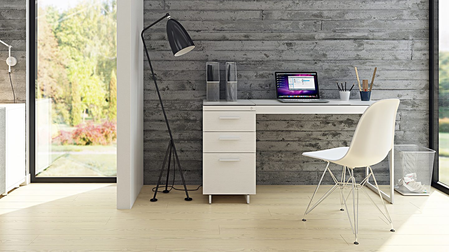 A corner in your bedroom or a nook in the kitchen can be ideal bases of operation for a work space.