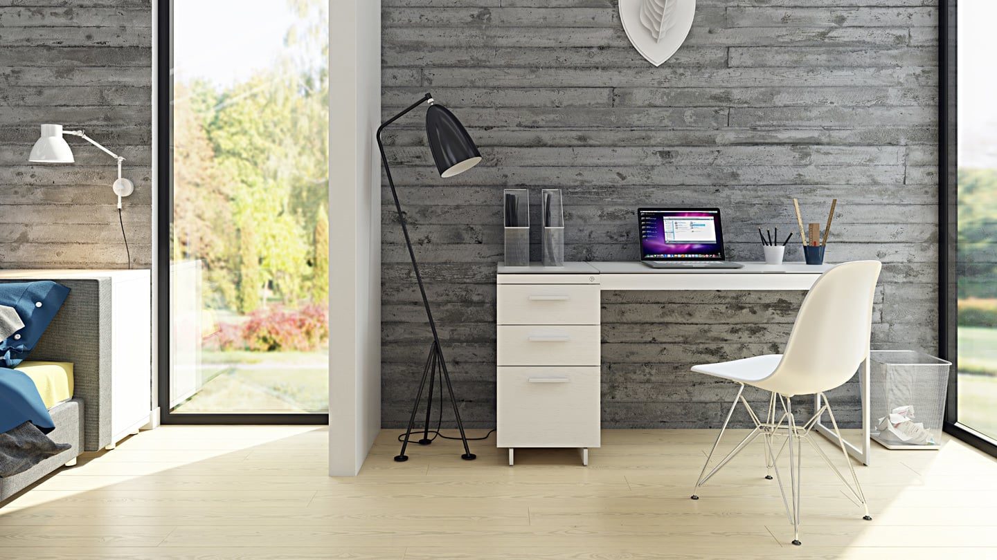 The Centro Office Collection by BDI Furniture in Satin White Finish.