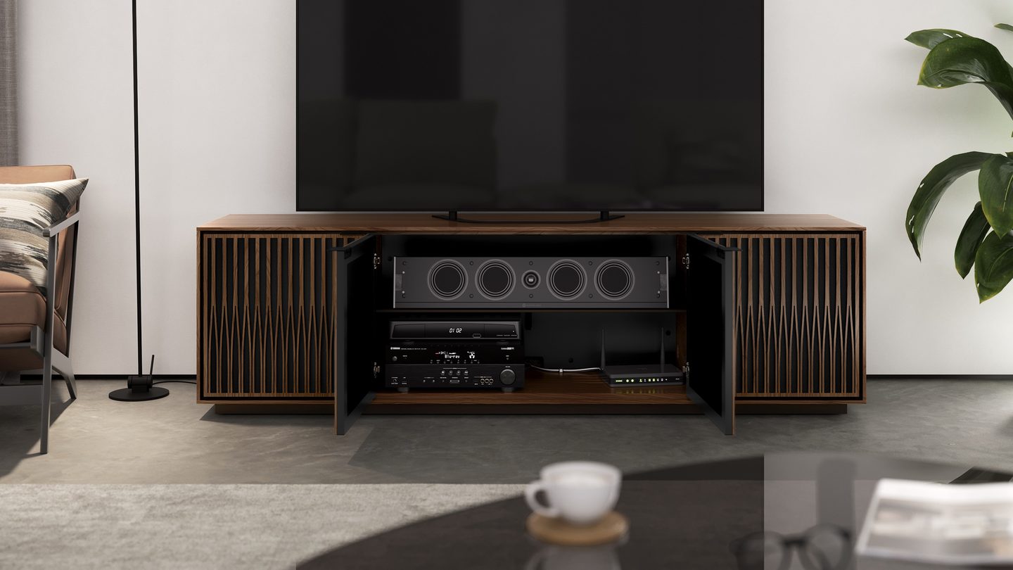Elements tune media and storage cabinet 8703 BDI rolling base WL soundbar blog hero