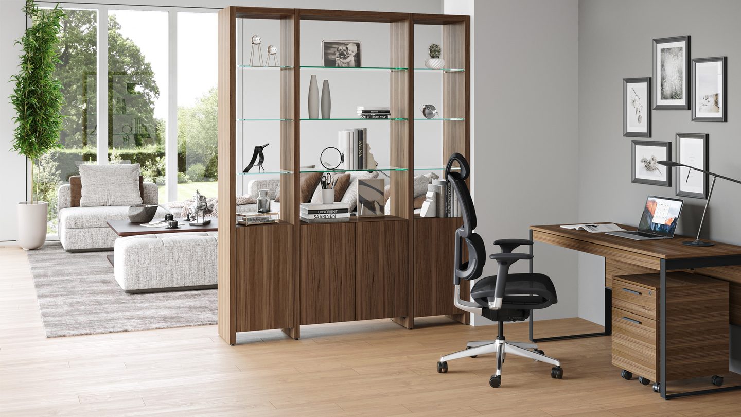 Linea shelf BDI natural walnut room divider and office picking the perfect office furniture 1440