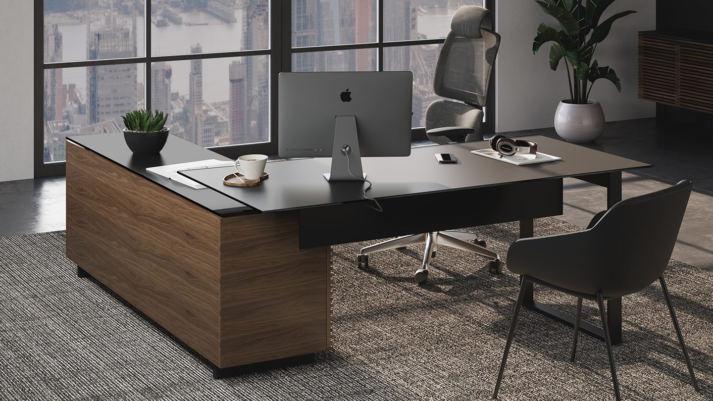 Work from home tips blog bdi furniture corridor l shaped desk cable management 1440
